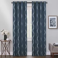 Max Blackout Lindley Linen Blend Embroidered Grommet Top 100% Single Curtain Panel