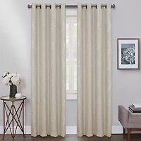 Max Blackout Lindley Linen Blend Embroidered Grommet Top 100% Single Curtain Panel