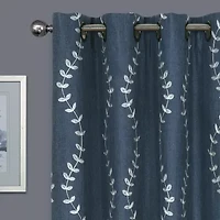 Max Blackout Lindley Linen Blend Embroidered Grommet Top 100% Single Curtain Panel