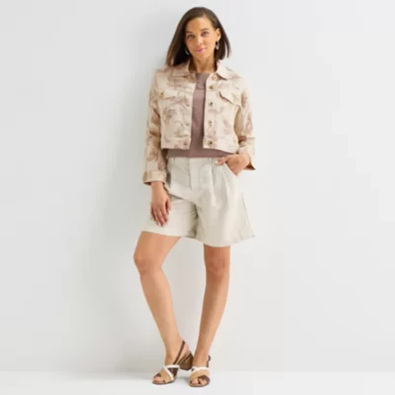 Liz Claiborne Womens Lightweight Cropped Jacket