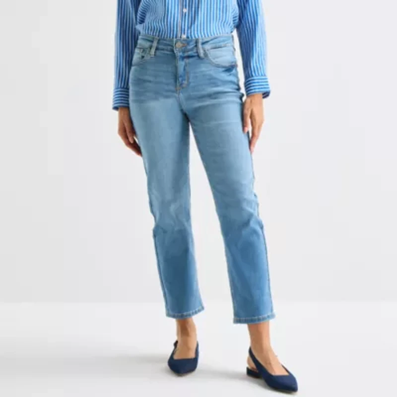 Liz Claiborne Womens High Rise Cropped Jean