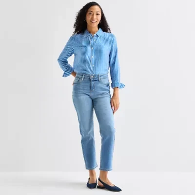 Liz Claiborne Womens High Rise Cropped Jean