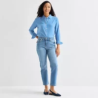 Liz Claiborne Womens High Rise Cropped Jean