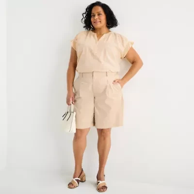 Liz Claiborne Womens 9 1/2" Plus Bermuda Short