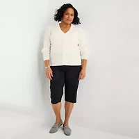 Liz Claiborne Womens Plus Straight Capri Pant