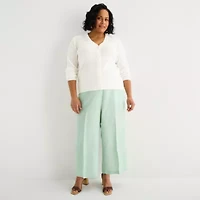 Liz Claiborne Womens V Neck Long Sleeve Button Plus Cardigan