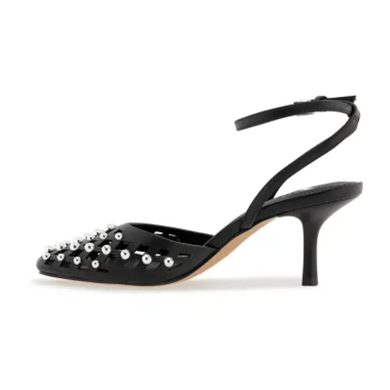 RM Rebecca Minkoff Fiona Womens Round Closed Toe Spool Heel Pumps