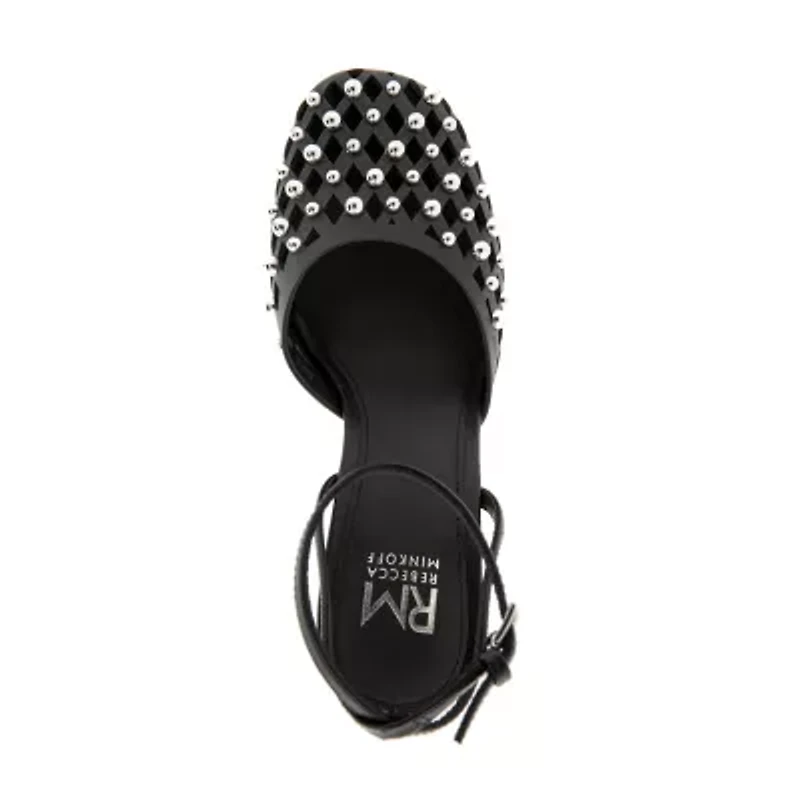 RM Rebecca Minkoff Fiona Womens Round Closed Toe Spool Heel Pumps