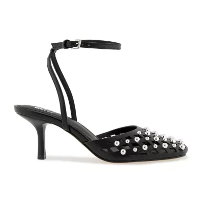 RM Rebecca Minkoff Fiona Womens Round Closed Toe Spool Heel Pumps