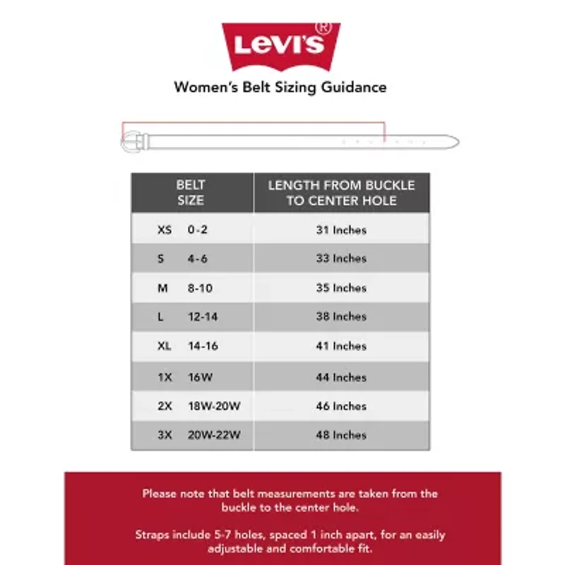 Levi's® Hammered Square Centerbar Buckle, Casual Belt, Genuine Leather Womens Belt