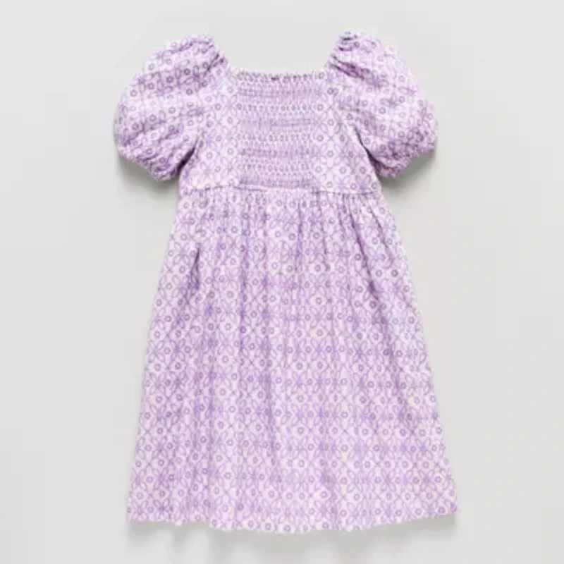 Thereabouts Little & Big Kid Girls Short Sleeve Puffed Empire Waist Dress