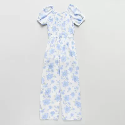 Thereabouts Little & Big Kid Girls Round Neck Short Sleeve Jumpsuit