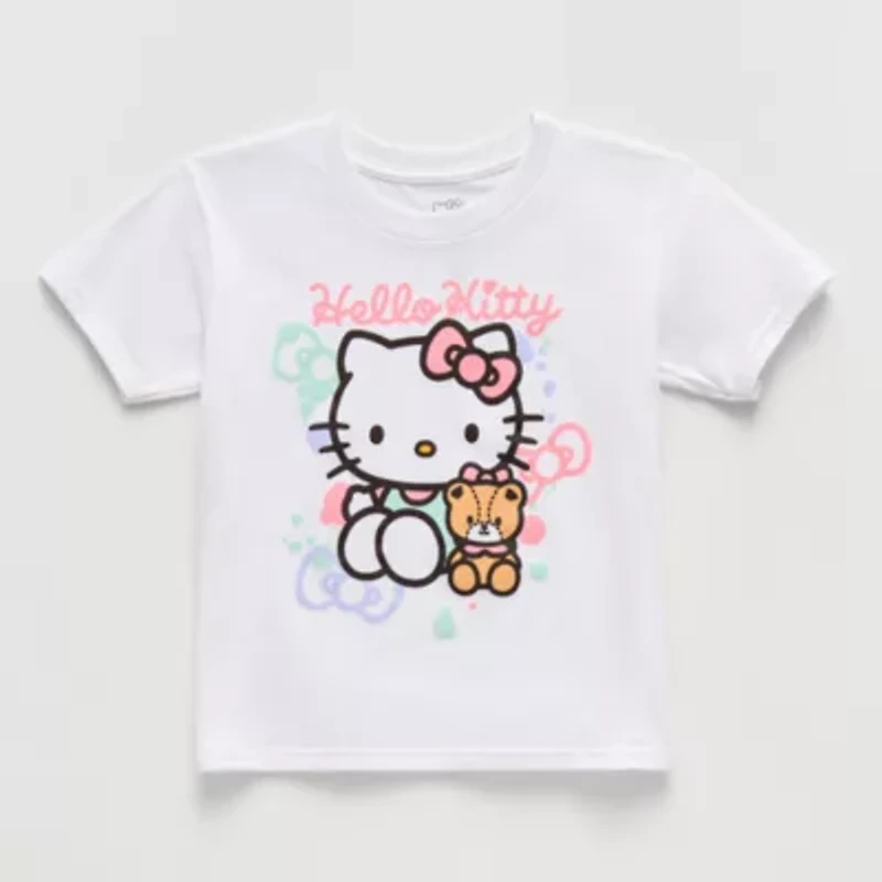 Little & Big Kid Girls Crew Neck Short Sleeve Regular Fit Hello Kitty Graphic T-Shirt