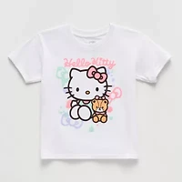 Little & Big Kid Girls Crew Neck Short Sleeve Regular Fit Hello Kitty Graphic T-Shirt