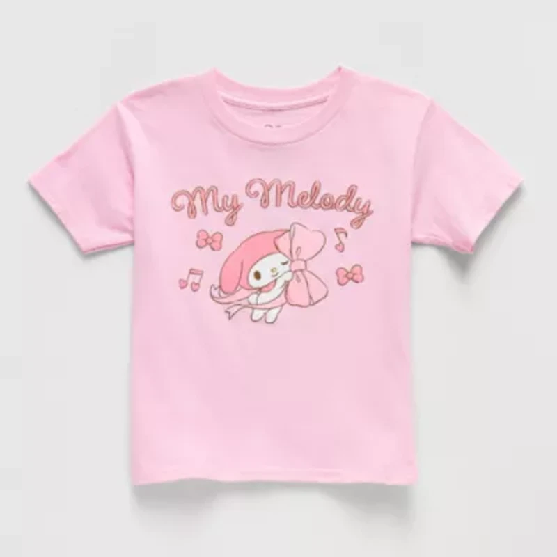 Little & Big Kid Girls Crew Neck Short Sleeve Regular Fit My Melody Graphic T-Shirt