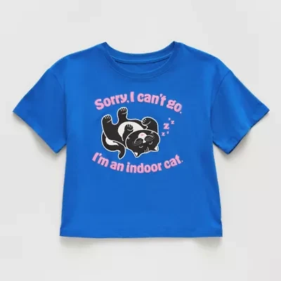 Thereabouts Little & Big Kid Girls Crew Neck Short Sleeve Boxy Fit Graphic T-Shirt