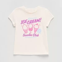 Thereabouts Little & Big Kid Girls Crew Neck Short Sleeve Classic Fit Graphic T-Shirt