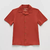Thereabouts Little & Big Kid Boys Short Sleeve Fitted Regular Fit Button-Down Shirt