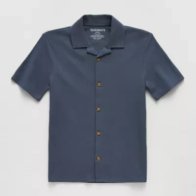 Thereabouts Little & Big Kid Boys Short Sleeve Fitted Regular Fit Button-Down Shirt