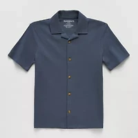 Thereabouts Little & Big Kid Boys Short Sleeve Fitted Regular Fit Button-Down Shirt
