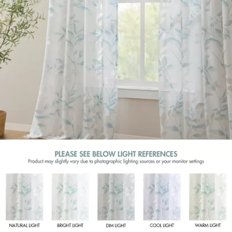 Madison Park Vera Burnout Printed Grommet Top Sheer Set of 2 Curtain Panel