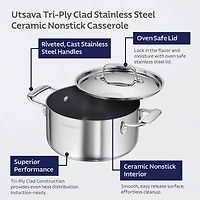 Tramontina Utsava Stainless Steel 6.5-qt. Covered Casserole