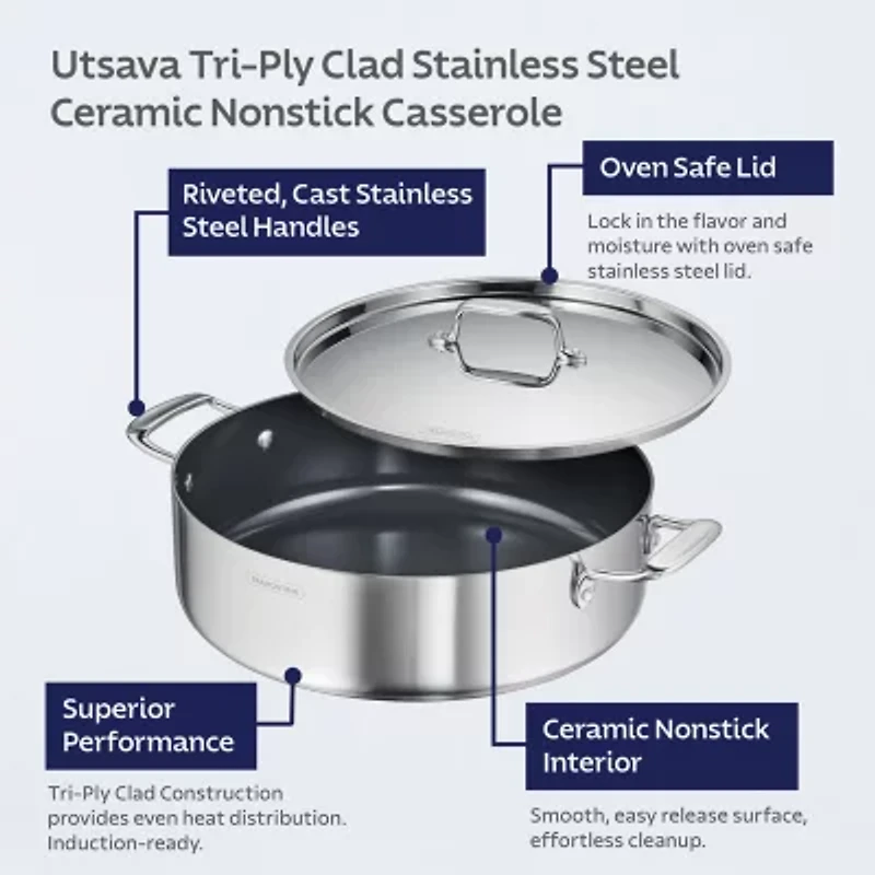 Tramontina Utsava Stainless Steel 5-qt. Covered Casserole