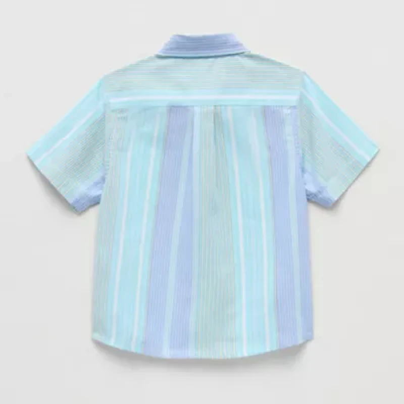 U.S. Polo Assn. Toddler Boys Y Neck Short Sleeve Regular Fit Button-Down Shirt