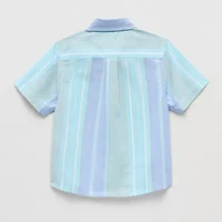 U.S. Polo Assn. Toddler Boys Y Neck Short Sleeve Regular Fit Button-Down Shirt