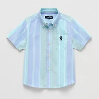 U.S. Polo Assn. Toddler Boys Y Neck Short Sleeve Regular Fit Button-Down Shirt