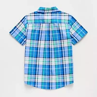 U.S. Polo Assn. Little & Big Kid Boys Short Sleeve Regular Fit Embroidered Button-Down Shirt