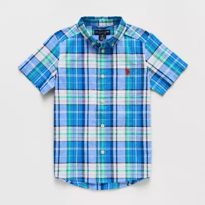 U.S. Polo Assn. Little & Big Kid Boys Short Sleeve Regular Fit Embroidered Button-Down Shirt