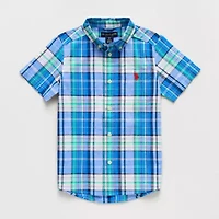 U.S. Polo Assn. Little & Big Kid Boys Short Sleeve Regular Fit Embroidered Button-Down Shirt