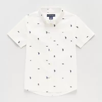U.S. Polo Assn. Little & Big Kid Boys Short Sleeve Regular Fit Stretch Fabric Embroidered Button-Down Shirt