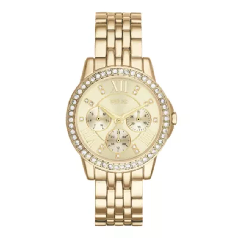 Relic® Womens Crystal-Accent Gold-Tone Bracelet Watch ZR15754