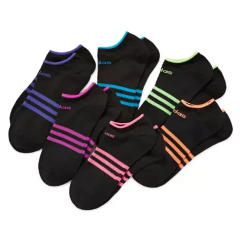 adidas Big Kid Girls Multi-Pack 6 Pair No Show Socks