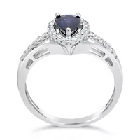 Womens 1/5 CT. Genuine Blue Sapphire 10K White Gold Pear Cocktail Ring