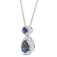 Womens 1/6 CT. T.W. Genuine Blue Sapphire 10K White Gold Pear 18 Inch Pendant Necklace