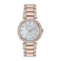 Citizen Crystal Womens Crystal Accent Rose Goldtone Stainless Steel Bracelet Watch Em0843-51d