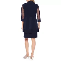 R & M Richards 3/4 Sleeve Jacket Dress with Removable Necklace