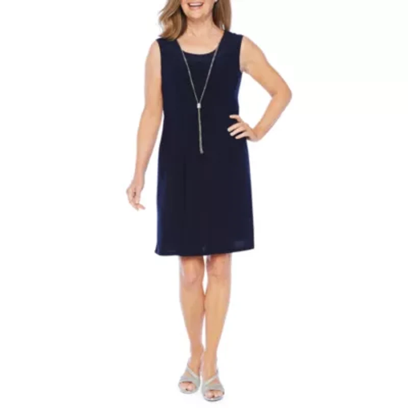 R & M Richards 3/4 Sleeve Jacket Dress with Removable Necklace