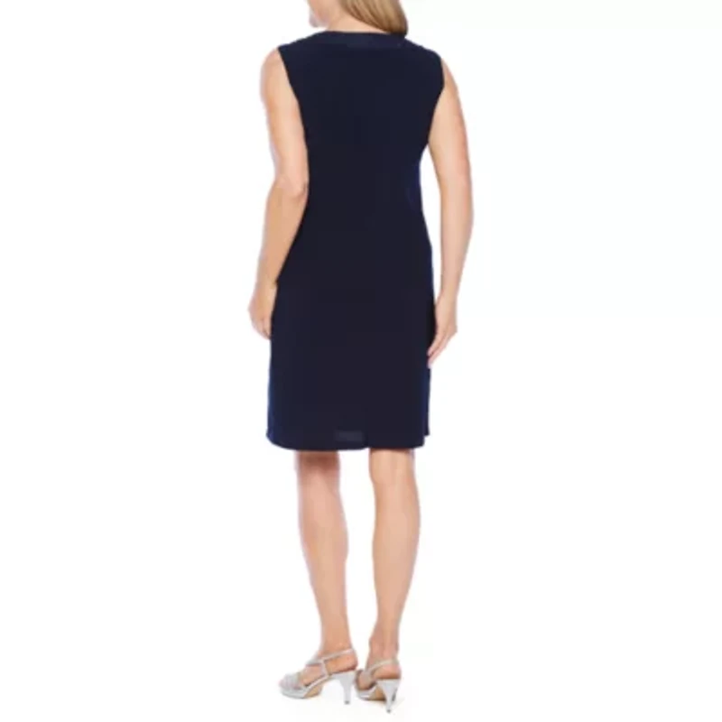 R & M Richards 3/4 Sleeve Jacket Dress with Removable Necklace