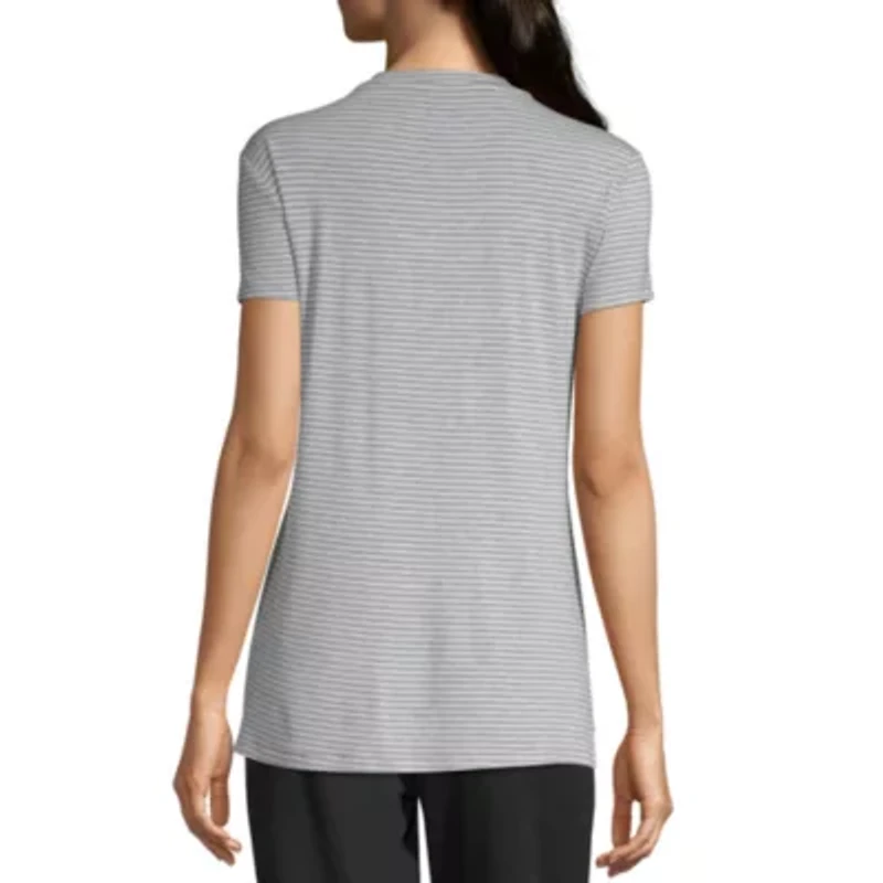 Ambrielle Womens V Neck Short Sleeve Pajama Top