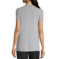 Ambrielle Womens V Neck Short Sleeve Pajama Top