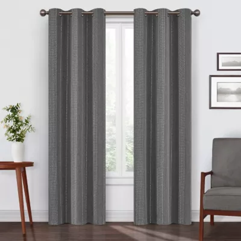 Eclipse Ronneby Stripe Grommet Top Blackout Single Curtain Panel
