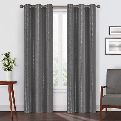 Eclipse Ronneby Stripe Grommet Top Blackout Single Curtain Panel