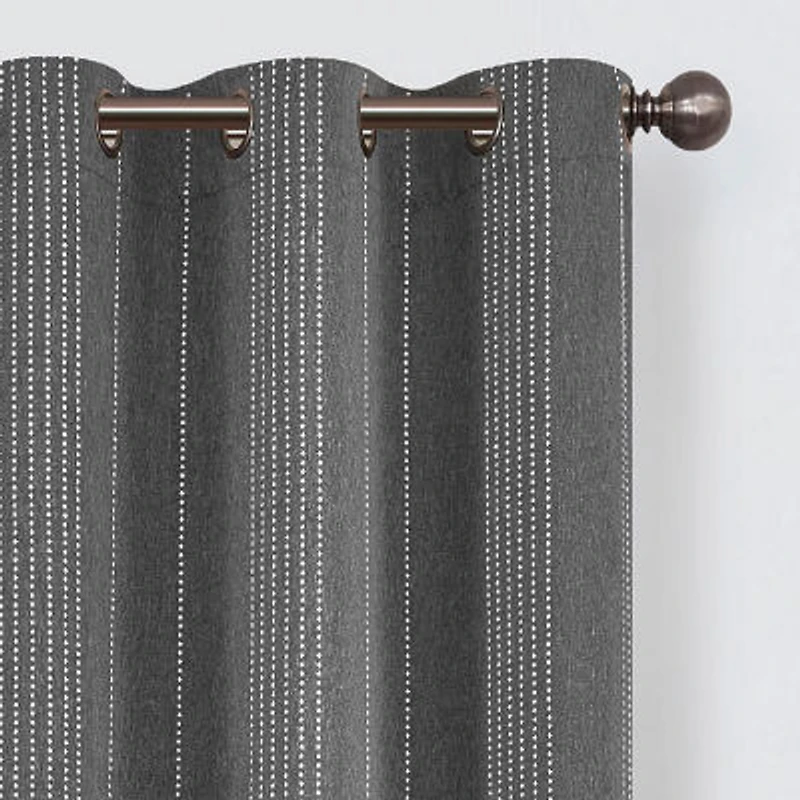 Eclipse Ronneby Stripe Grommet Top Blackout Single Curtain Panel