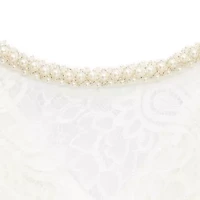 Maya Brooke Womens Lace Pearl Trim Jacket Dress