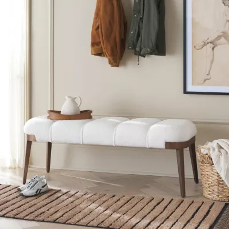 Maila Velvet Wooden Bench