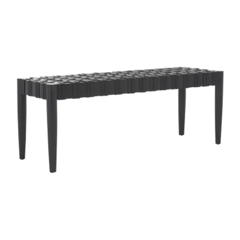 Walda Leather Wood Bench